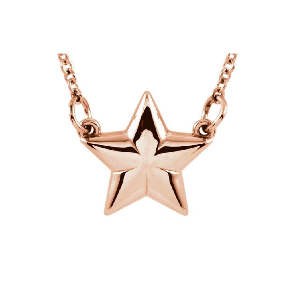Polished Small Star Necklace in 14k Rose Gold, 18 Inch